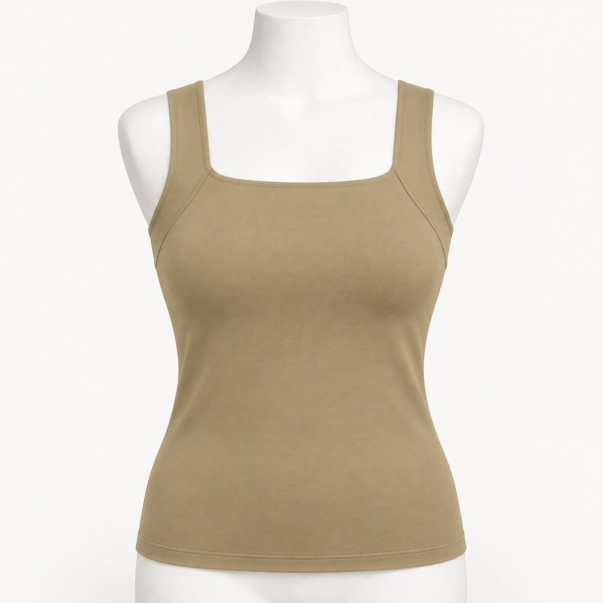 Khaki Bra-Free Tank, front