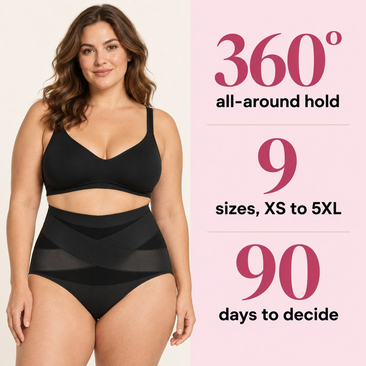 CoreWrap Brief: 360° hold, 9 sizes XS to 5XL, 90 days to decide