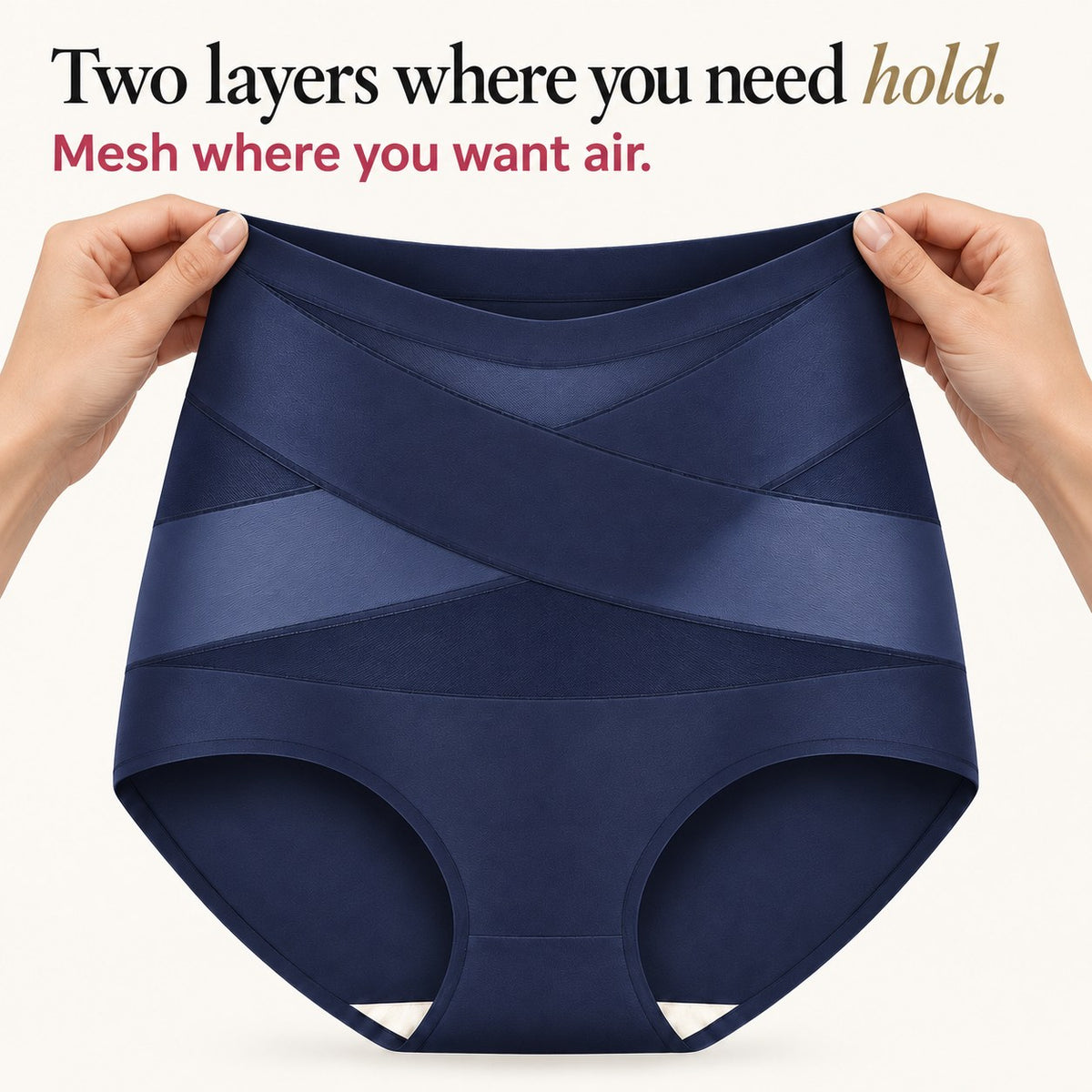 Two knit layers where you need hold, mesh where you want air